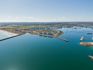 Aerial Drone View of Olpenitz Harbor - Luxury Holiday Homes & Marina on Baltic Sea Coastline