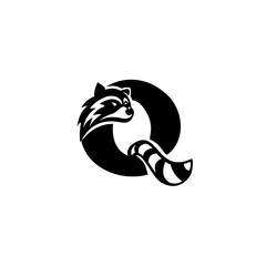 Letter Q Shaped Racoon Logo.eps