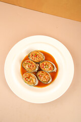 Steamed Abalone with Garlic Vermicelli Noodles Chinese Seafood Dish