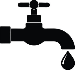 Water tap silhouette. Simple plumbing fixture vector icon.