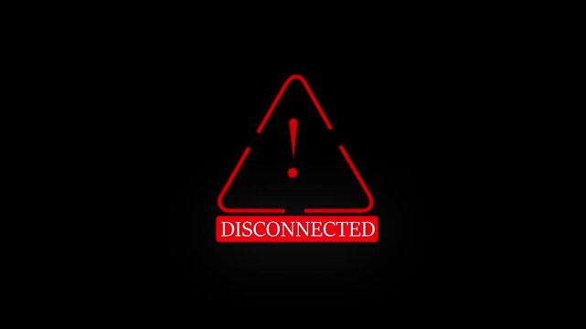 Disconnection status indicating the importance for secure browsing shows empty failure or technical. Connection lost warning icon inside a modern technology design screen on a black background.