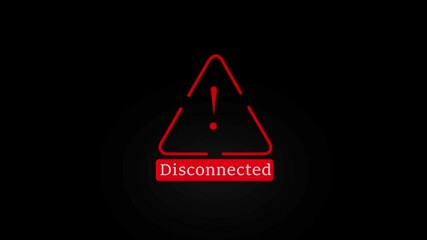 Disconnection status indicating the importance for secure browsing shows empty failure or technical. Connection lost warning icon inside a modern technology design screen on a black background. - Powered by Adobe