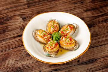 Steamed Abalone with Garlic Vermicelli - Traditional Chinese Seafood Delicacy