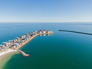 Aerial Drone View of Olpenitz Harbor - Luxury Holiday Homes & Marina on Baltic Sea Coastline