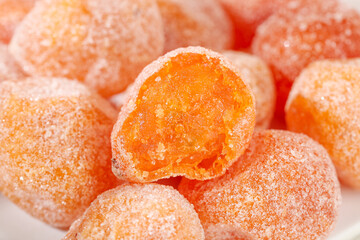 Dried Kumquat Fruits Covered in Sugar - Sweet Candied Citrus Snack