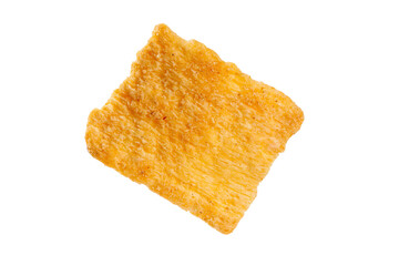 Single Golden Crispy Potato Chip Isolated on White Background