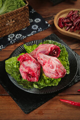 Fresh Raw Rabbit Heads Chinese Cuisine Ingredient Chongqing Style Traditional Cooking Preparation