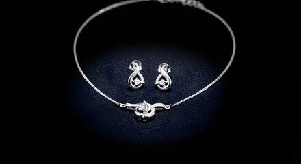 Silver Jewelry Set on Velvet Cloth