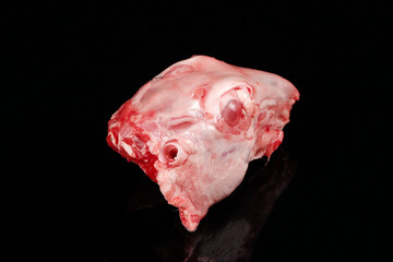 Fresh Rabbit Head from Chongqing China on Black Background