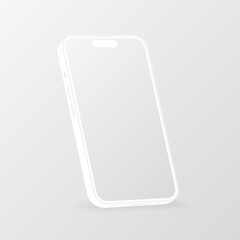 Smartphone Mockup. Device UI, UX mockup. Presentation template. Mobile phone frame with blank display. 3d cell phone in isometric view. Vector illustration.