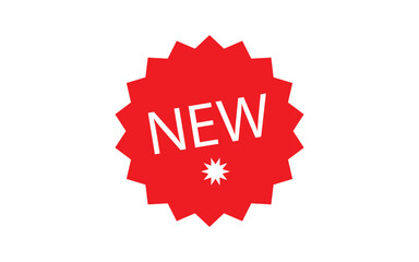 Eye-catching red burst with new sign. This emblem sticker is perfect for labels, tags, and badges. Enhance graphic promotion with this element.