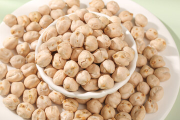 Crispy Fried Chickpeas with Five Spice Salt - Traditional Xinjiang Dried Legumes Snack in White Bowl