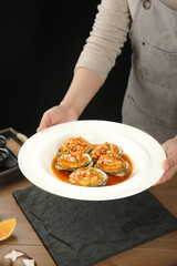Steamed Garlic Vermicelli Dishes with Abalone - Asian Seafood Cuisine Presentation