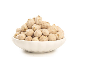 Xinjiang Fried Crispy Chickpeas in White Bowl on White Background