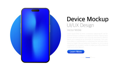 Realistic Smartphone Mockup. Device UI, UX mockup. Presentation template. Mobile phone frame with blank display. 3d realistic cell phone. Vector illustration.