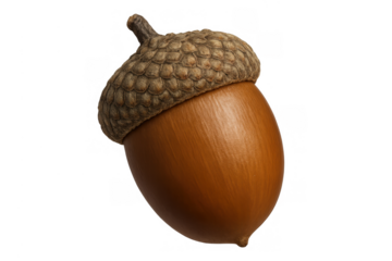Acorn with cap, a symbol of autumn, nature, food, growth, and the forest, isolated on transparent background