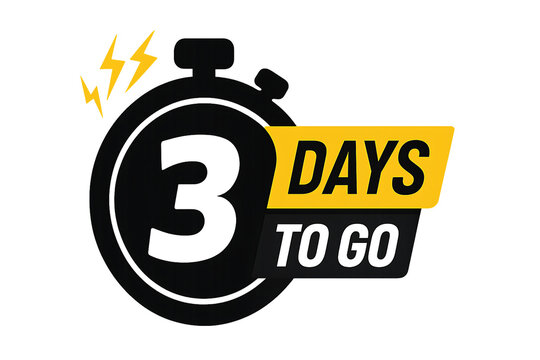 Countdown timer showing three days left with lightning bolt accents