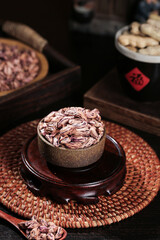 Colorful Dried Legumes Rice and Grains in Rustic Wooden Bowls Farmhouse Kitchen Display