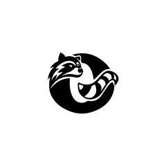 Letter O Shaped Racoon Logo.eps
