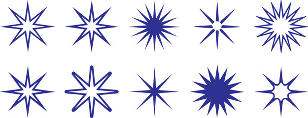 Trendy Irregular Stars Vector Set – Grunge Stipple Photocopy Effect, Hand Drawn Scribble Starbursts, Modern Retro Punk Halftone Stickers 