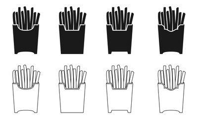 french fries icon set vector illustration isolated on white background.