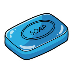Illustration of a bar of blue soap product