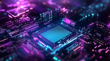 Glowing circuit board with cpu for data processing - Powered by Adobe