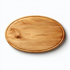 Oval wooden cutting board isolated on white background