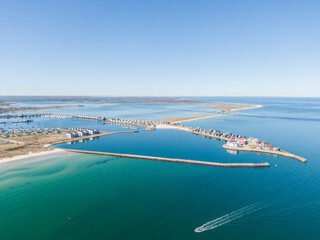Aerial Drone View of Olpenitz Harbor - Luxury Holiday Homes & Marina on Baltic Sea Coastline