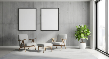 Elevate your brand with this sophisticated interior featuring modern armchairs, perfect for showcasing your products and services with style and class.