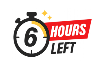 Six hours left countdown timer with sparkles and sale banner