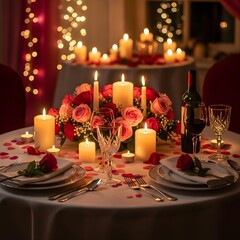 Table set for Valentine's Day.