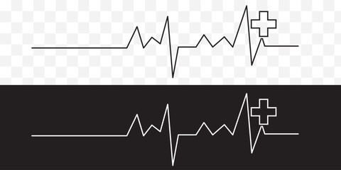 Ecg heart beat line. heart beat sinus rhythm line. Healthcare medical hospital logo. Vector illustration icon. Isolated on white background. ECG Electrocardiogram with healthy rhythm, cardio attack.