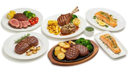 Steak and Salmon Present Culinary Variety in Restaurant Setting