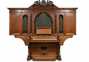 Pipe organ stands prominently in a historic church