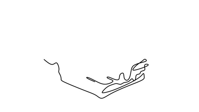 Animated self drawing of continuous line draw fresh sandwich. Fast food cafe menu and restaurant . Full length one line animation. 4K	
