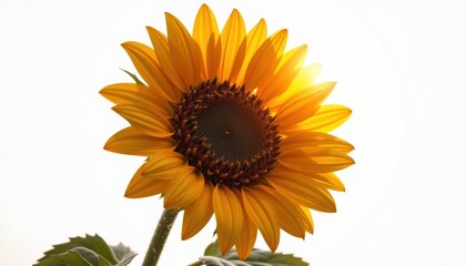 Naklejka premium A closeup of a vibrant sunflower blooming in nature outdoor setting floral photography bright lighting