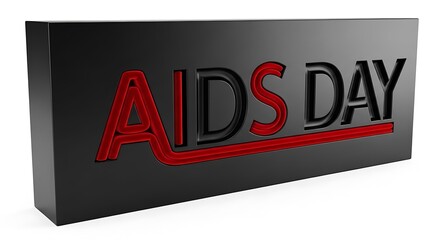 Aids day text on black box, 3d rendering