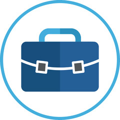 Professional blue briefcase icon for business and travel concepts