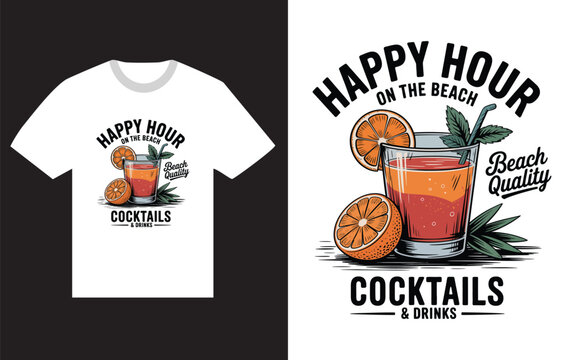 Happy hour cocktails and drinks on the beach