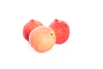 Fresh Summer Peaches Isolated on White Background - Ripe Stone Fruit