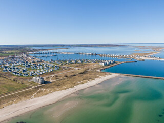 Aerial Drone View of Olpenitz Harbor - Luxury Holiday Homes & Marina on Baltic Sea Coastline
