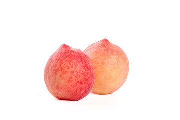 Fresh Summer Peaches on White Background - Ripe Fruit Isolated