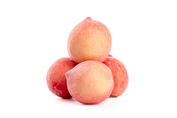 Fresh Ripe Peaches Isolated on White Background - Summer Fruit