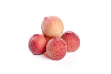 Fresh Summer Peaches on White Background - Ripe Stone Fruits