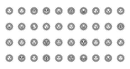 40 set of outline web the sun icons such as sun, sun, vector thin icons for report, presentation, diagram, web design, mobile app