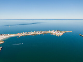Aerial Drone View of Olpenitz Harbor - Luxury Holiday Homes & Marina on Baltic Sea Coastline