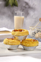 Traditional Macanese Egg Tarts with Milk - Portuguese Chinese Fusion Pastry Dessert