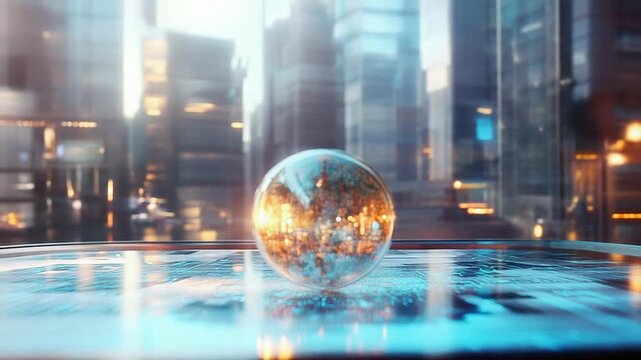 Digital data sphere floating over technology circuit board - Powered by Adobe