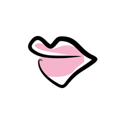 Lips logo, color isolate. Beauty salon icon.
